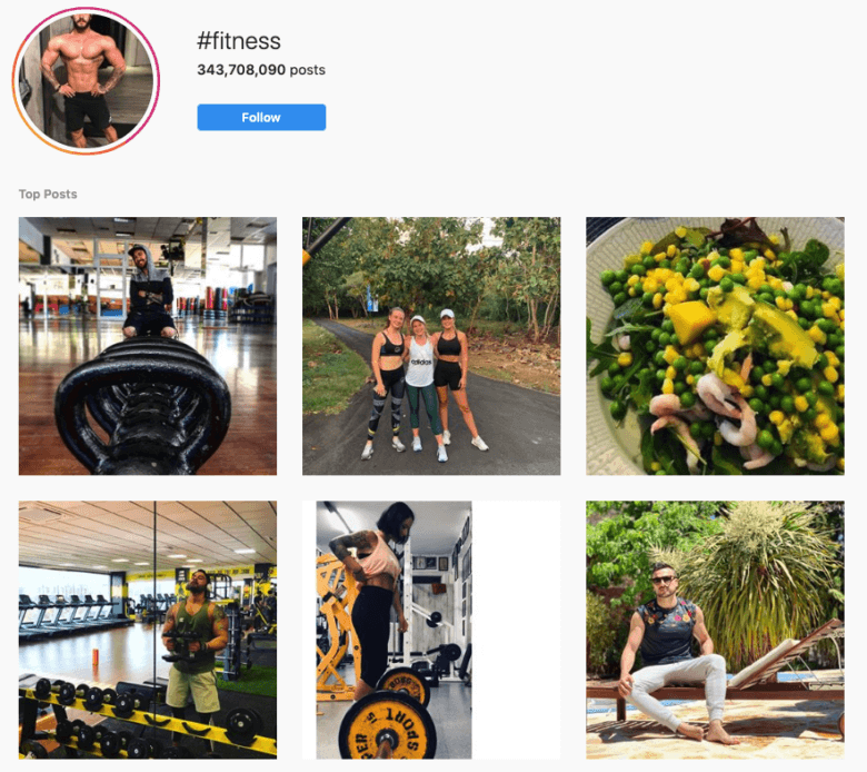 #Fitness Hashtag Instagram Screenshot