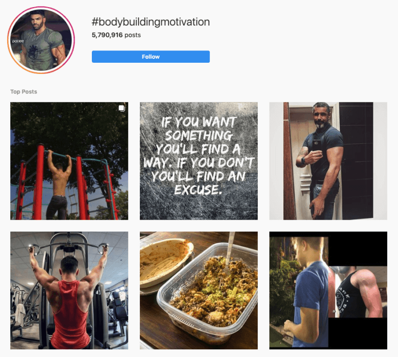 #Bodybuildingmotivation Hashtag Screenshot