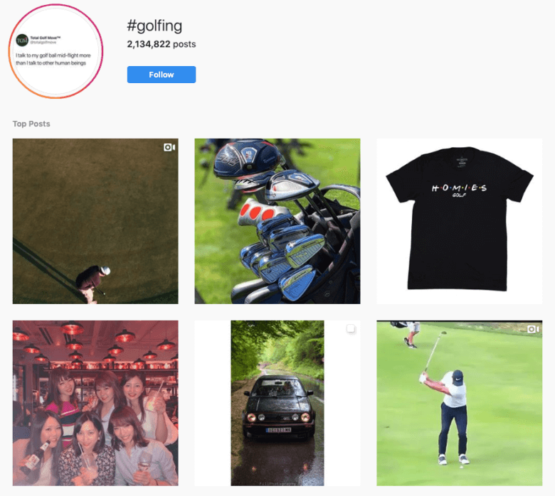 #Golfing Hashtag Screenshot