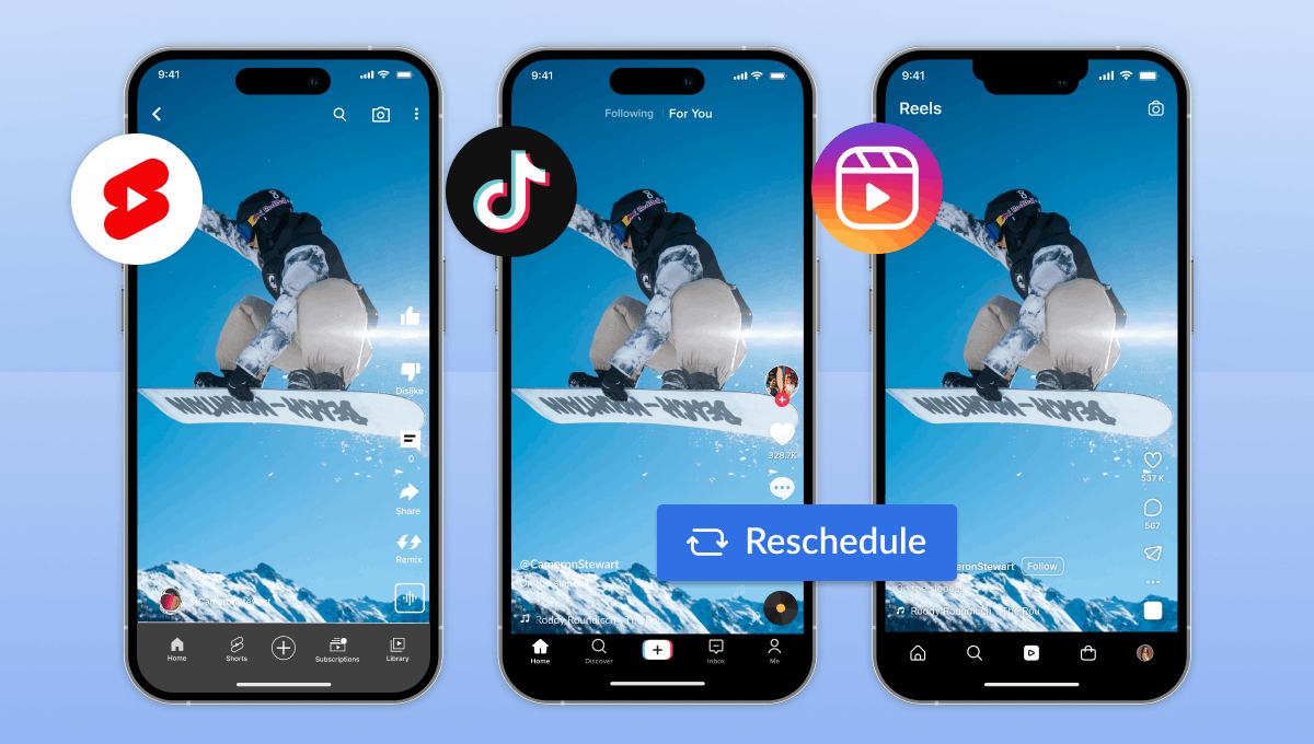 Schedule YouTube Shorts, TikTok, and Instagram Reels from desktop
