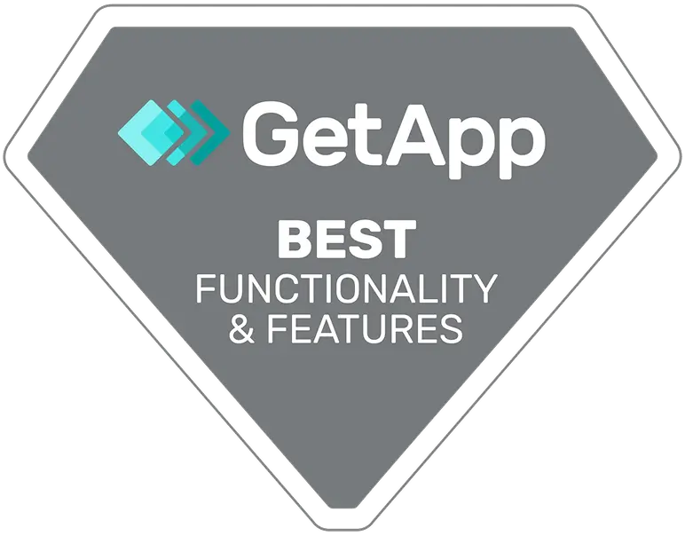 GetApp Best Functionality and Features badge