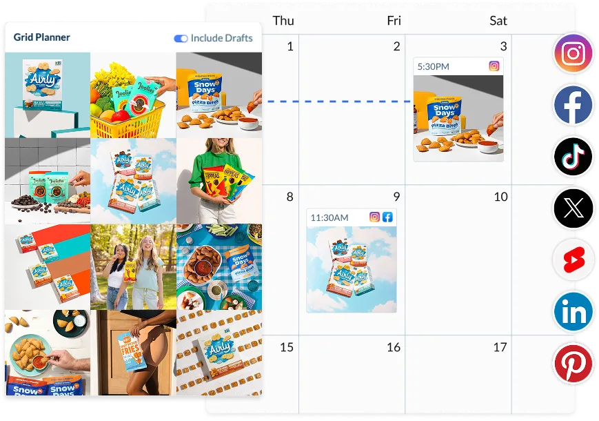 Multi-platform scheduling with calendar and grid planner