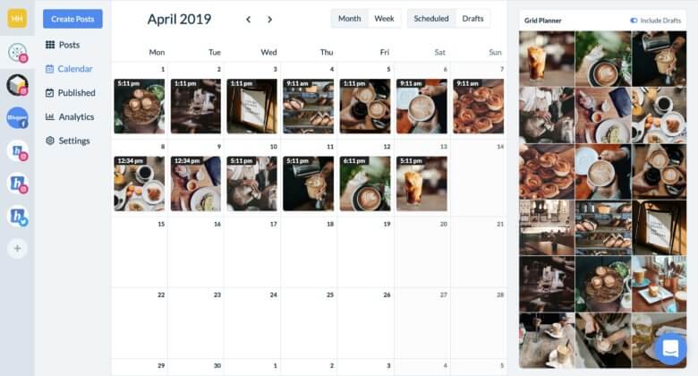 Hopper HQ Instagram desktop calendar post view