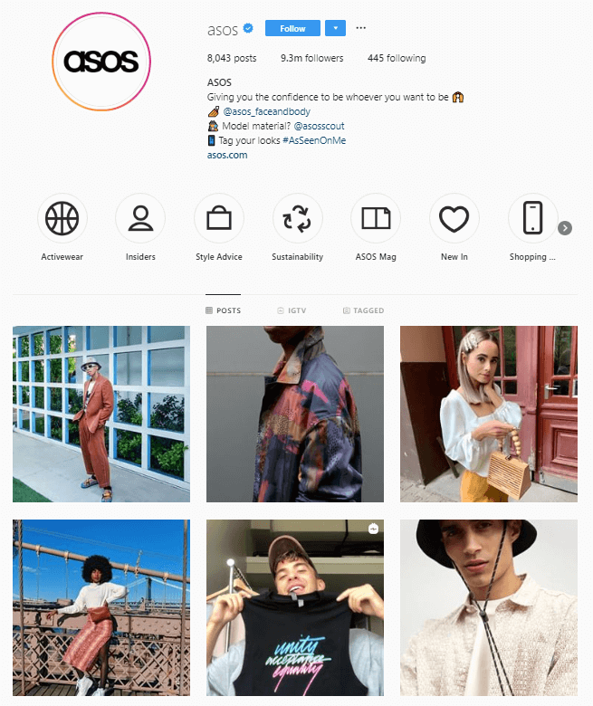 asos instagram