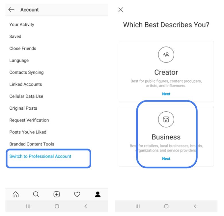 Setting up an Instagram Business profile