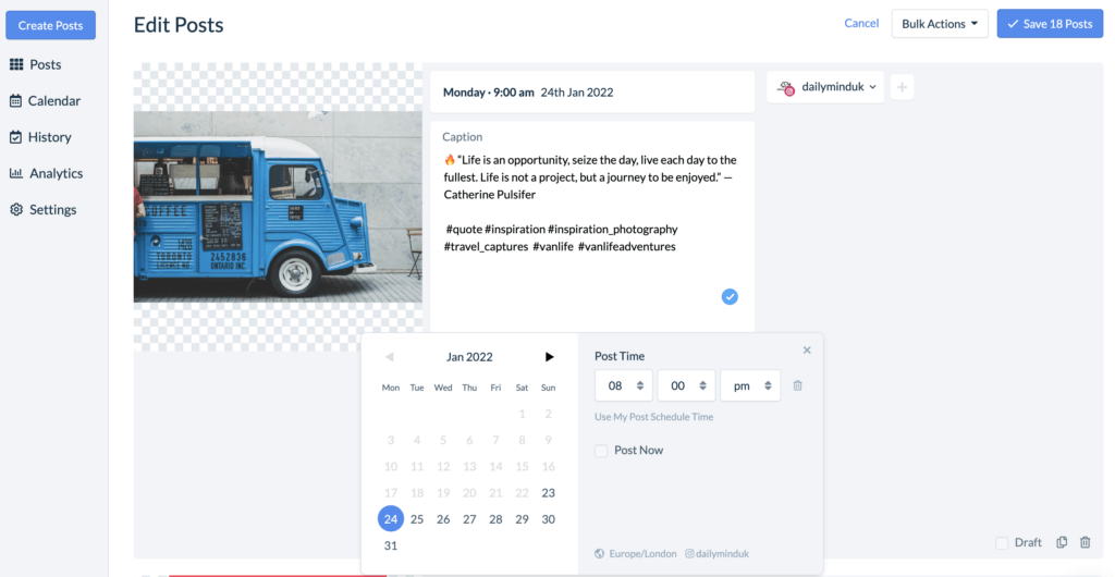 Hopper HQ Dashboard to schedule Instagram posts | How to post on Instagram from your PC