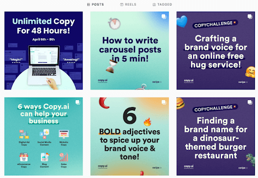 CopyAI instagram's page posts
