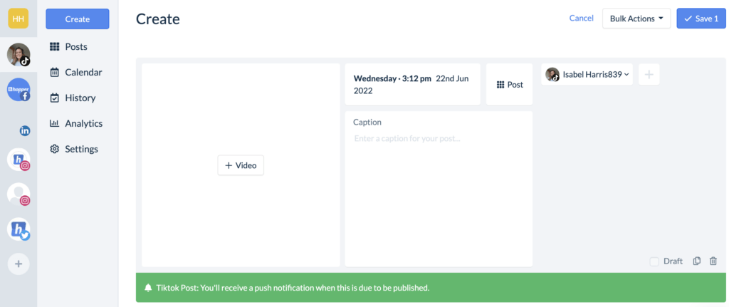 Schedule TikTok posts with Hopper HQ