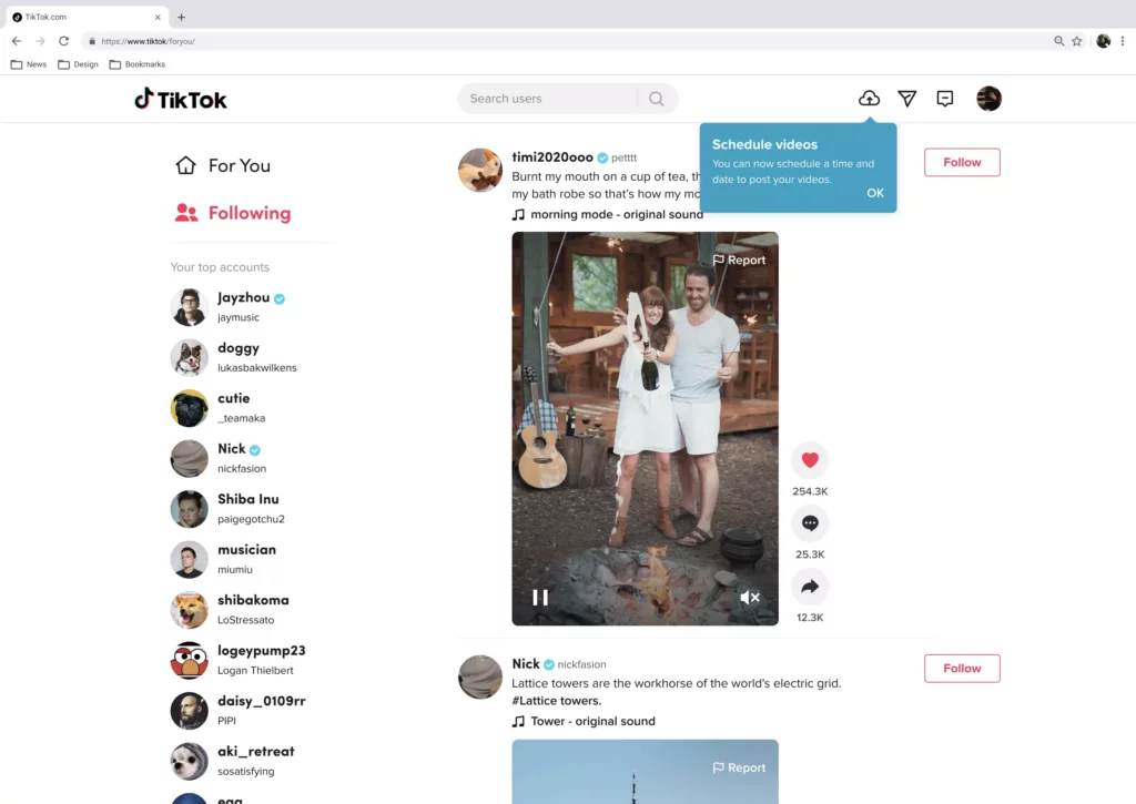 tiktok businesss schedule videos