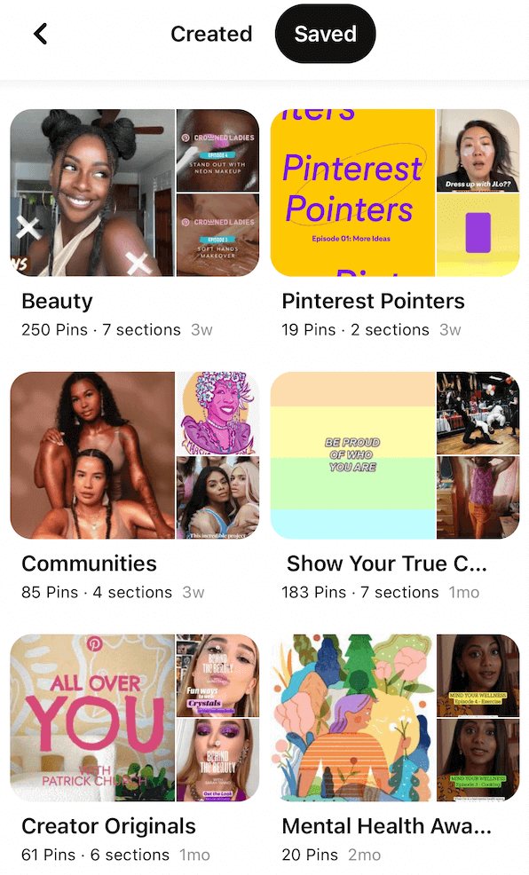 Pinterest booards