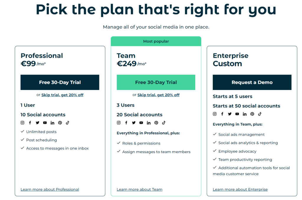 Hootsuite Pricing 