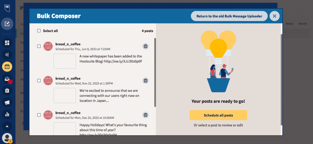 Hootsuite Bulk Composer Interface