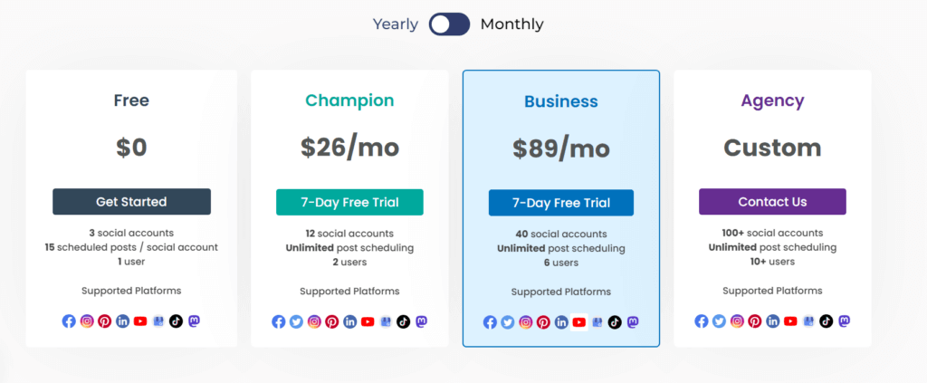 SocialChamp pricing