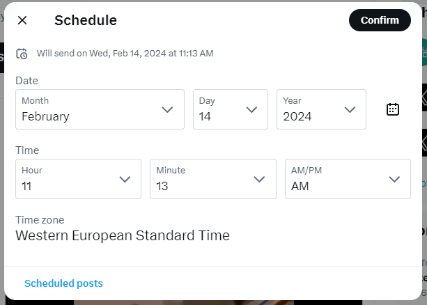 select time and date for scheduled tweet