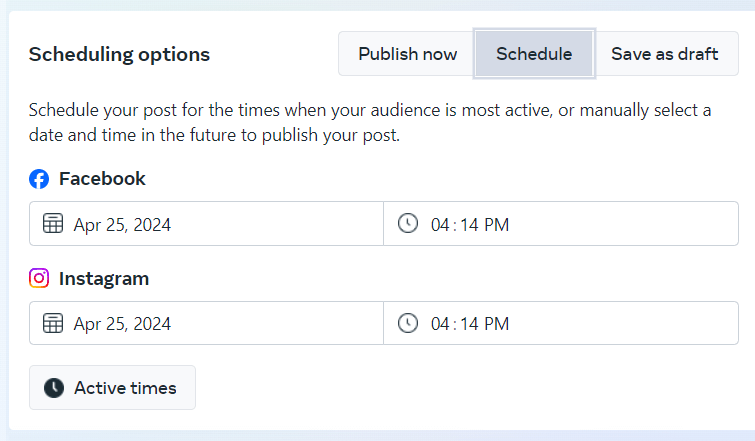 schedule Facebook posts on Meta Business