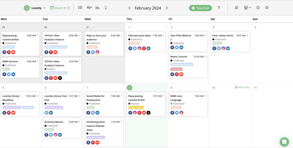 Loomly content calendar