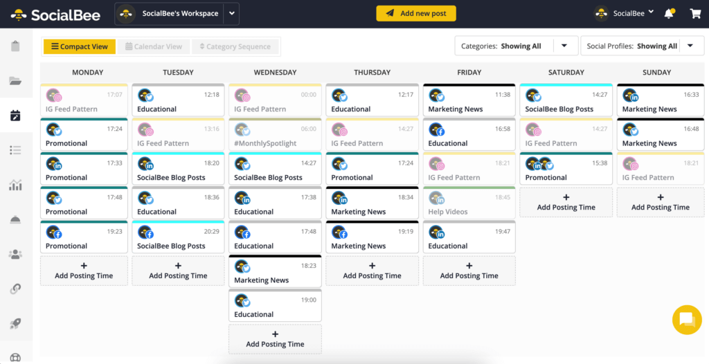 socialbee content calendar