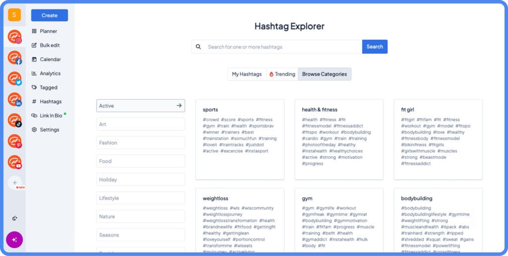 Social media Automation tools for small businesses - Hashtag explorer